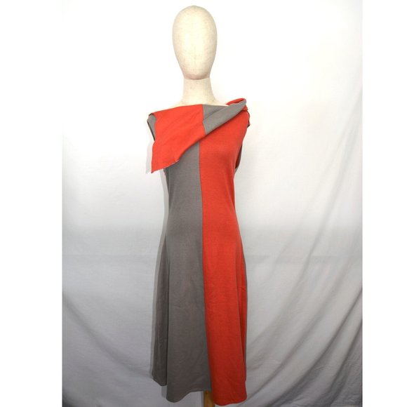 Like new Maya Epler handmade knit grey and coral dress, size S-M - Picture 4 of 14